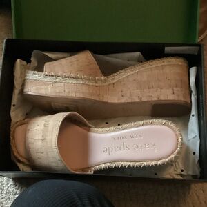 Kate Spade Tan Cork Espadrille Wedges